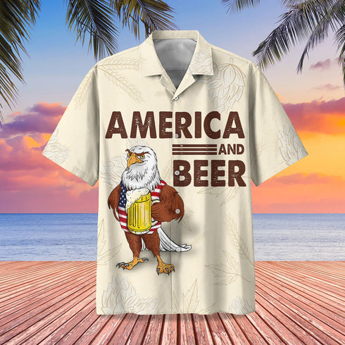 America And Beer Cool Design - Aloha Hawaiian Shirts For Men & For Women Couples - HAW1150