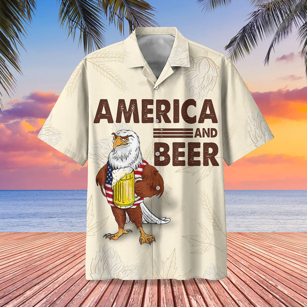 America And Beer Cool Design - Aloha Hawaiian Shirts For Men & For Women Couples - HAW1150