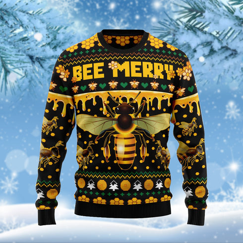 Bee Merry Ugly Christmas Sweater For Men & Women Adult - Christmas Gifts