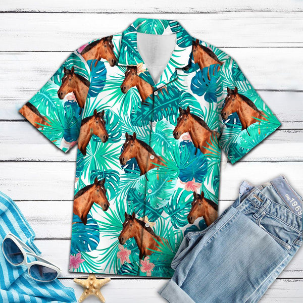 Beautiful Brown Horse Cool Design - Aloha Hawaiian Shirts For Men & For Women Couples - HAW1276