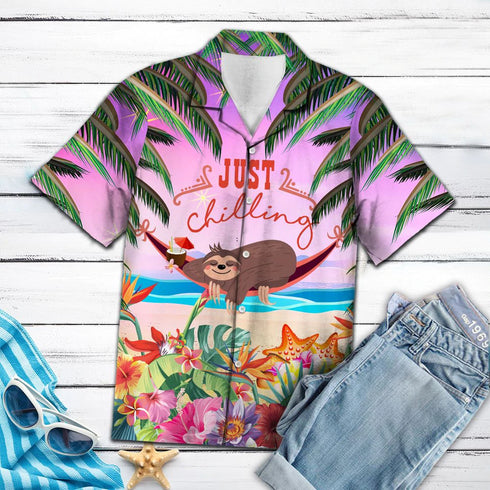 Funny Sloth Chilling Cool Design - Aloha Hawaiian Shirts For Men & For Women Couples - HAW1052