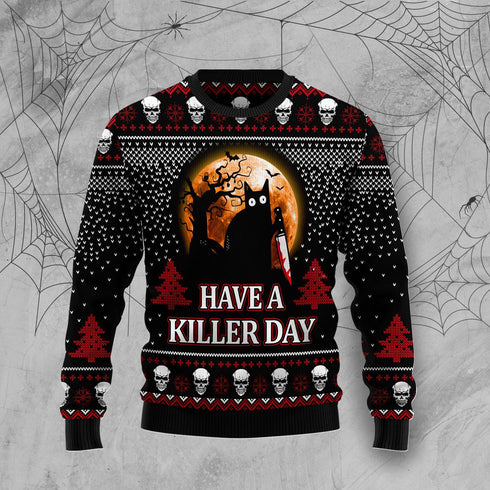 Halloween Horror Have A Killer Day Ugly Christmas Sweater For Men & Women Adult - Christmas Gifts