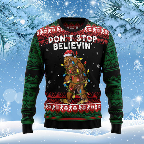 Bigfoot Don't Stop Believing Funny Ugly Christmas Sweater For Men & Women Adult - Christmas Gifts