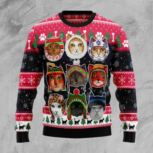 Cats In Winter Funny Ugly Christmas Sweater For Men & Women Adult - Christmas Gifts