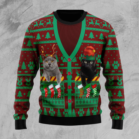 Cute Cats Funny Ugly Christmas Sweater For Men & Women Adult - Christmas Gifts