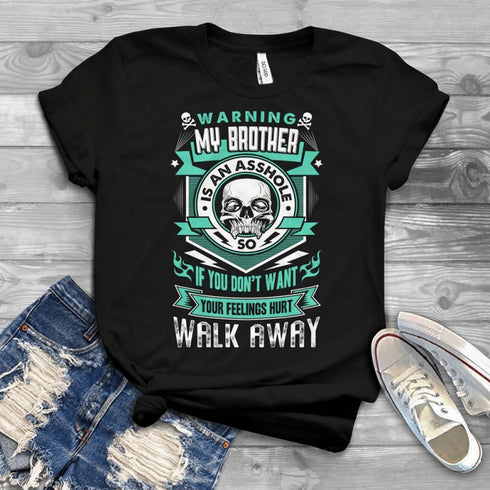 Halloween Skull Warning My Brother Unisex T-Shirt R1141