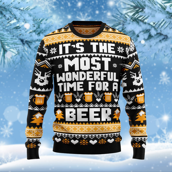 It's The Most Wonderful Time for Beer Funny Ugly Christmas Sweater For Men & Women Adult - Christmas Gifts