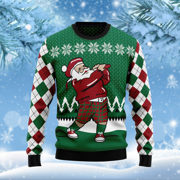 Santa Plays Golf Funny Ugly Christmas Sweater For Men & Women Adult - Christmas Gifts
