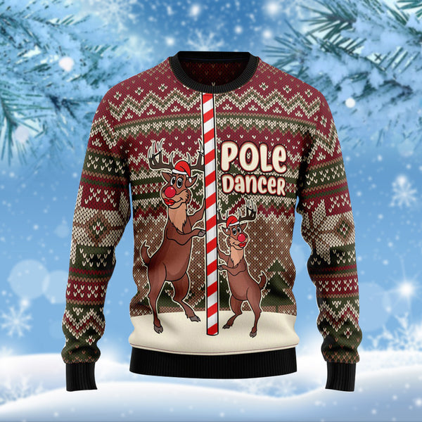Deer Pole Dance Funny Ugly Christmas Sweater For Men & Women Adult - Christmas Gifts