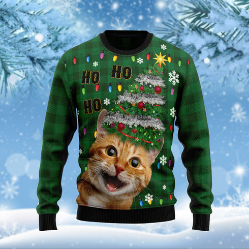 Cat Ho Ho Ho Christmas Funny Ugly Christmas Sweater For Men & Women Adult - Christmas Gifts