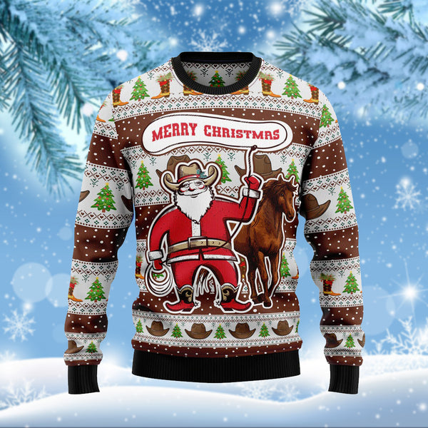 Santa and Horse Funny Ugly Christmas Sweater For Men & Women Adult - Christmas Gifts