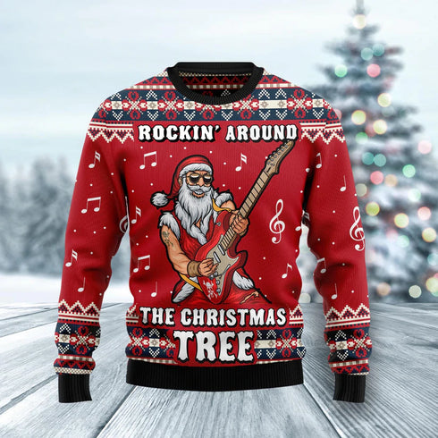 Rockin' Around the Christmas Tree Funny Ugly Christmas Sweater For Men & Women Adult - Christmas Gifts