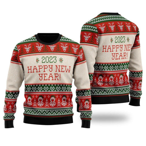 Happy New Year 2023 - Ugly Christmas Sweater For Men & Women Adult - Coolest Ugly Sweater
