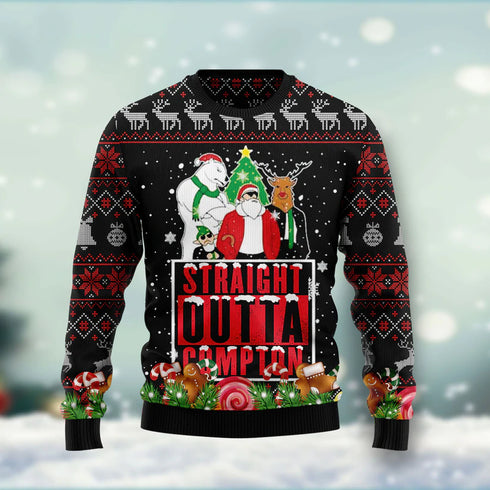 Straight Outta North Pokle Funny Ugly Christmas Sweater For Men & Women Adult - Christmas Gifts