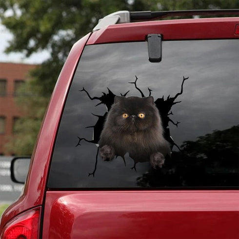 Funny Cat Cracked Car Decal Sticker - Waterproof - PVC Vinyl - S1054