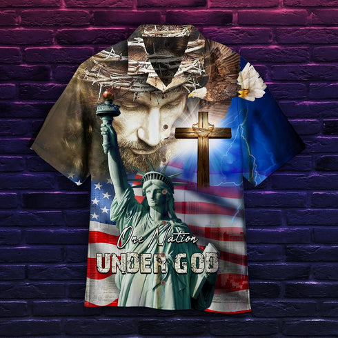 4th July One Nation Under God Independence Day Cool Design - Aloha Hawaiian Shirts For Men