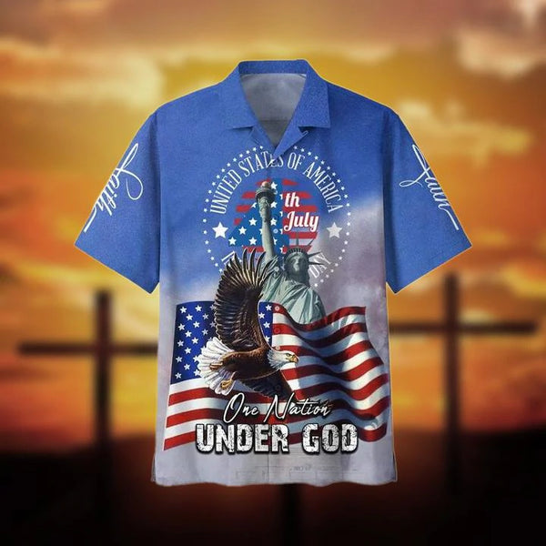 4th July One Nation Under God Independence Day - Hawaiian Shirts For Men & For Women