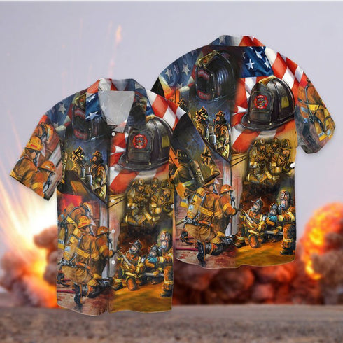 4th Of July Independence Day Firefighter Cool Design - Aloha Hawaiian Shirts For Men