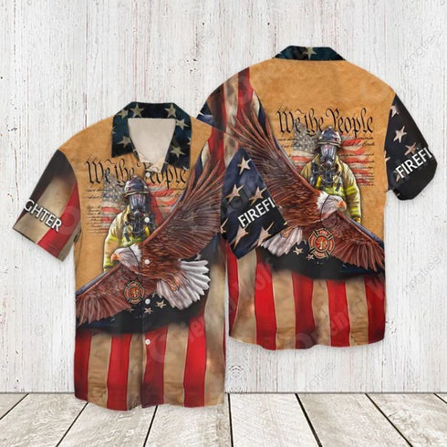 4th Of July Independence Day Firefighter Cool Design - Aloha Hawaiian Shirts For Men