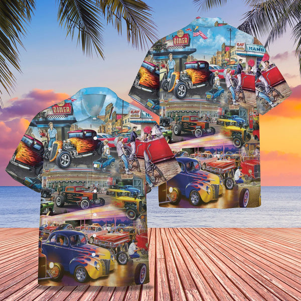 Hot Rod Cool Design - Aloha Hawaiian Shirts For Men & For Women Couples - HAW1155