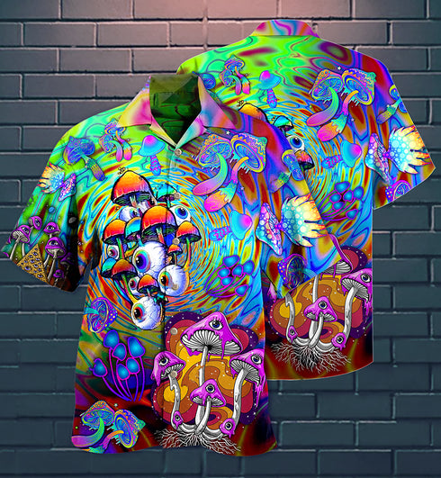 Hippie Mushroom Stay Trippy Little Hippie Cool Design Aloha Hawaiian Shirts For Men & For Women Couples - HAW1497