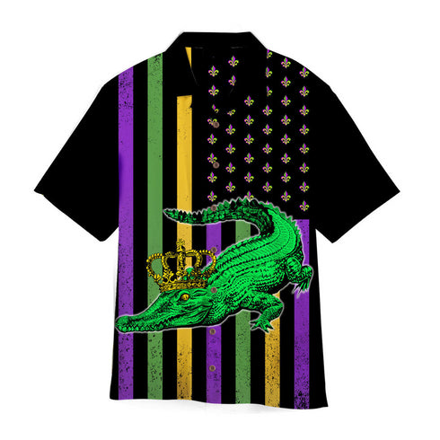 Funny Alligator Mardi Gras Festival - Aloha Hawaiian Shirts For Men & For Women Couples
