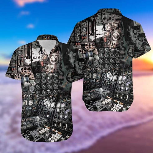 Amazing Cockpit Airplane Pilot Cool Design - Aloha Hawaiian Shirts For Men & For Women Couples - HAW1110