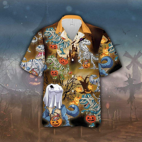 Halloween Amazing Dinosaur - Aloha Hawaiian Shirts For Men & For Women Couples - HAW1475