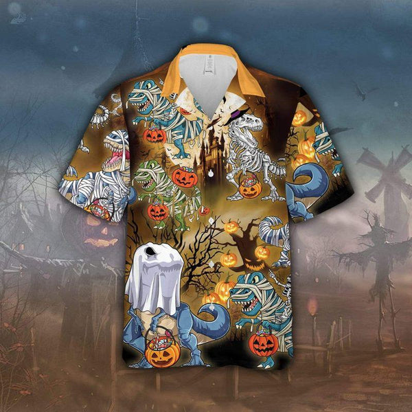 Halloween Amazing Dinosaur - Aloha Hawaiian Shirts For Men & For Women Couples - HAW1475