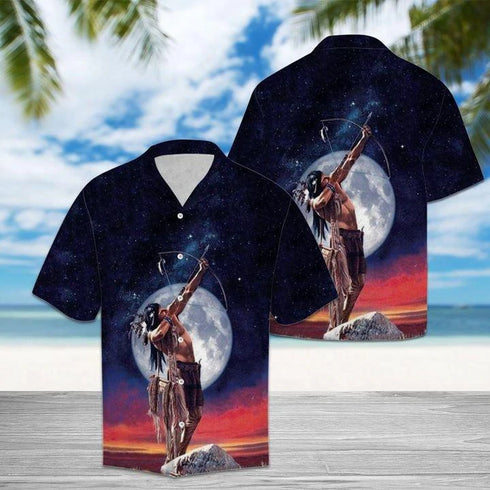 Native American Hunting Cool Design - Aloha Hawaiian Shirts For Men