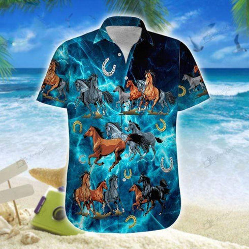 Running Horse Cool Design - Aloha Hawaiian Shirts For Men & For Women Couples - HAW1225