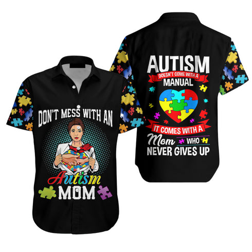 Autism Awareness Gifts for Mom Super Mom Hawaiian Shirt - Funny Aloha Hawaiian Shirts For Women - Mother's Day