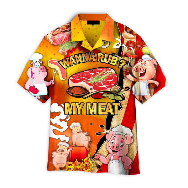 BBQ Party Wanna Rub My Meat Funny Hawaiian Shirt - Cool Hawaiian Shirts For Men & For Women