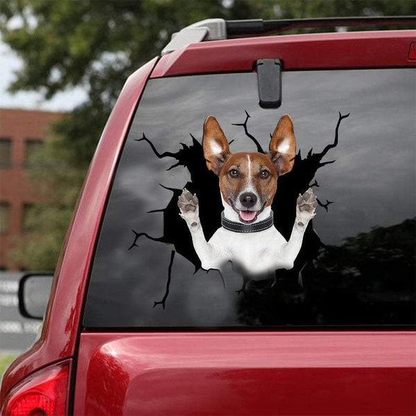 Dog Lover Basenji Dog Cracked Car Decal Sticker - Waterproof - PVC Vinyl - S1009