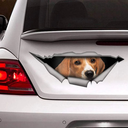 Dog Lover Beagle Dog Cracked Car Decal Sticker - Waterproof - PVC Vinyl - S1016