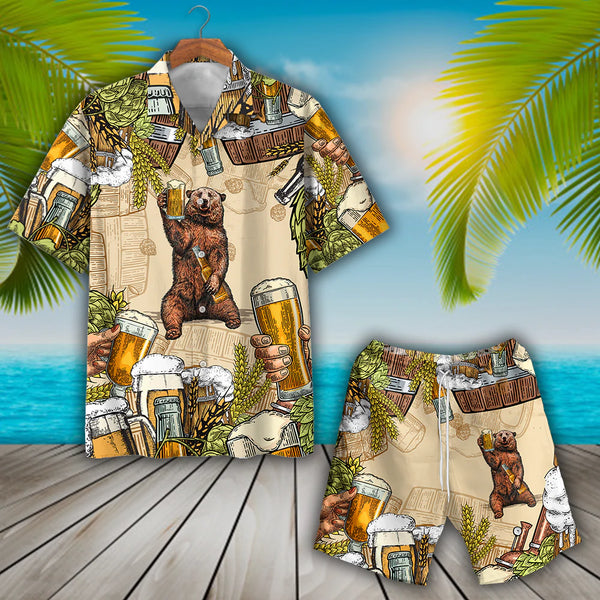 Beer Camping Bear Cool Design Hawaiian Shirt For Men - HS1020