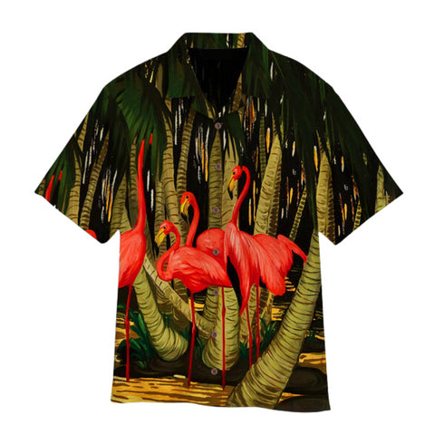 Flamingo Coconut Tropical Hawaiian Shirt - Cool Design - Summer Wears