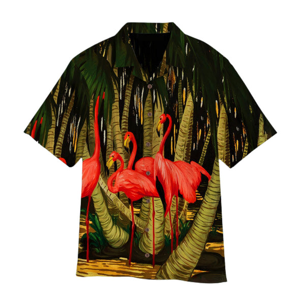 Flamingo Coconut Tropical Hawaiian Shirt - Cool Design - Summer Wears