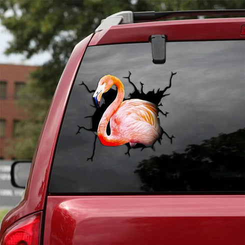 Beautiful Flamingo Cracked Car Decal Sticker - Waterproof - PVC Vinyl - S1008