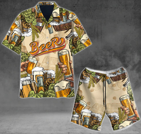Happy Beer Cool Design Hawaiian Shirt Set For Men - HS1013