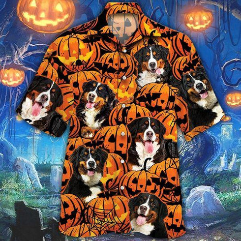Halloween Bernese Mountain Dog- Aloha Hawaiian Shirts For Men & For Women Couples - HAW1439