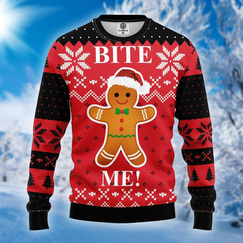 Merry Christmas Funny Bite Me Ugly Christmas Sweater For Men & Women Adult - Christmas Gifts