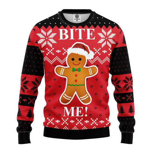 Merry Christmas Funny Bite Me Ugly Christmas Sweater For Men & Women Adult - Christmas Gifts