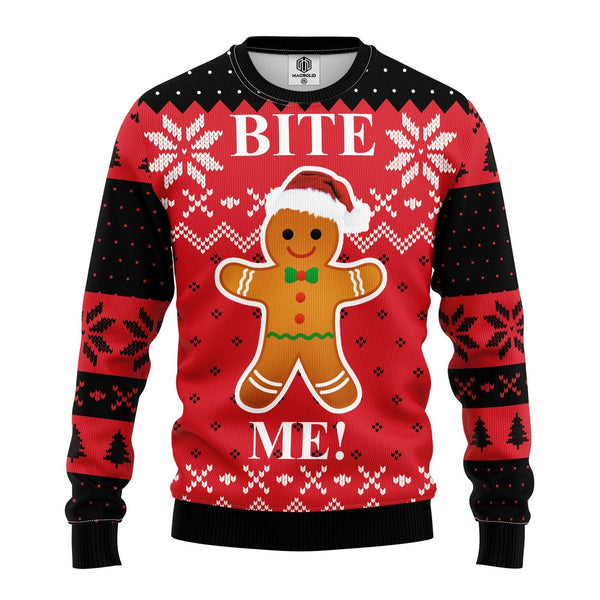 Merry Christmas Funny Bite Me Ugly Christmas Sweater For Men & Women Adult - Christmas Gifts