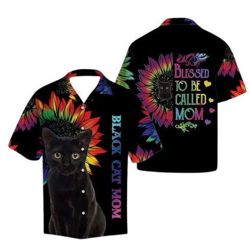 Tie Dye Black Cat Gift for Mom Hawaiian Shirt - Funny Aloha Hawaiian Shirts For Women - Mother's Day