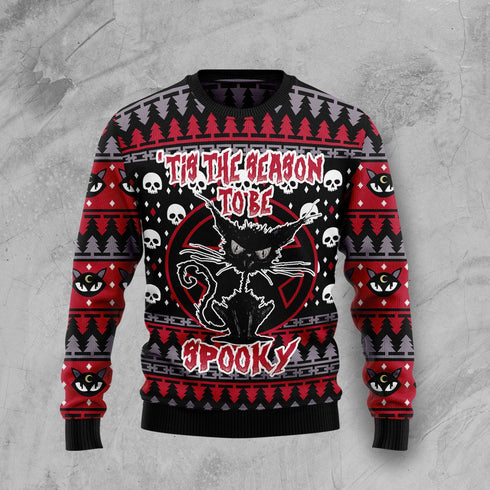 Halloween Black Cat Spooky Ugly Christmas Sweater For Men & Women Adult - Christmas Gifts