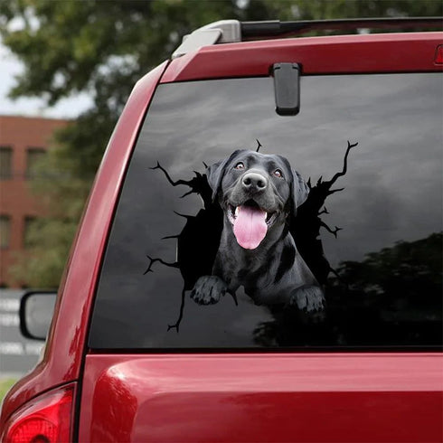 Dog Lover Black Labrador Retriever Cracked Car Decal Sticker - Waterproof - PVC Vinyl - S1005