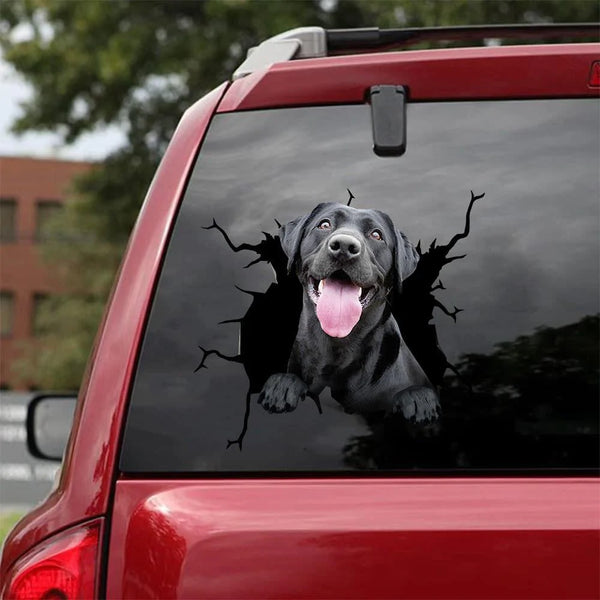 Dog Lover Black Labrador Retriever Cracked Car Decal Sticker - Waterproof - PVC Vinyl - S1005