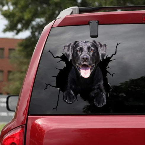 Dog Lover Black Labrador Retriever Cracked Car Decal Sticker - Waterproof - PVC Vinyl - S1013