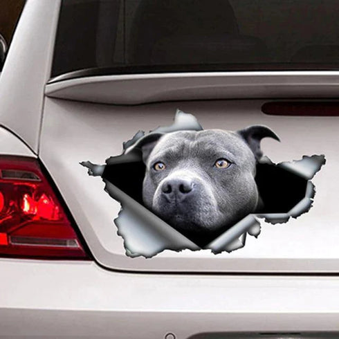 Dog Lover Pitbull Dog Cracked Car Decal Sticker - Waterproof - PVC Vinyl - S1020